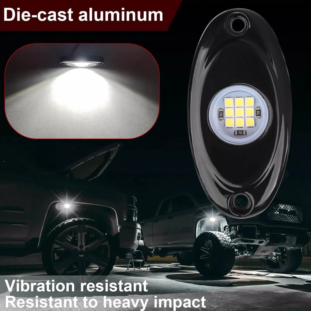 24PCS White LED Rock Light Pods Underbody Glow Kit For Offroad SUV Pickup Truck UTV Jeep, Waterproof 12V-24V Wheel Well & Chassis Lighting