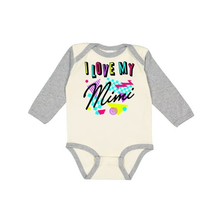 

Inktastic I Love my Mimi- 80s retro style Gift Baby Boy or Baby Girl Long Sleeve Bodysuit