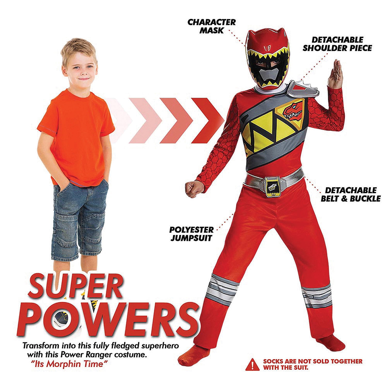 Disguise Boys' Classic Power Rangers Dino Charge Red Ranger Costume - 10-12