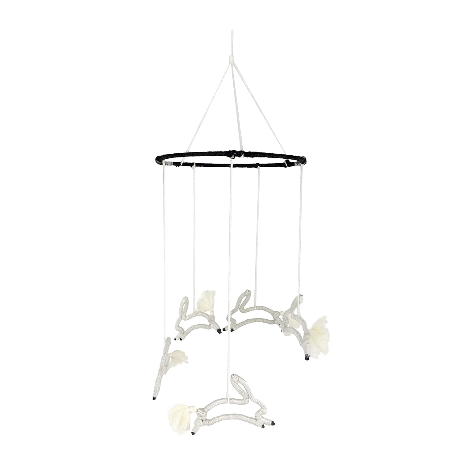 Bunny Rabbit Nursery Mobile for Baby's Room Decoration, Black and White Décor