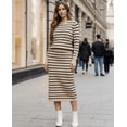 thumbnail image 6 of 2 Piece Skirts Sets for Women Fall Fashion Striped Long Sleeve Dress Knit Lounge Travel Outfits Winter, 6 of 6