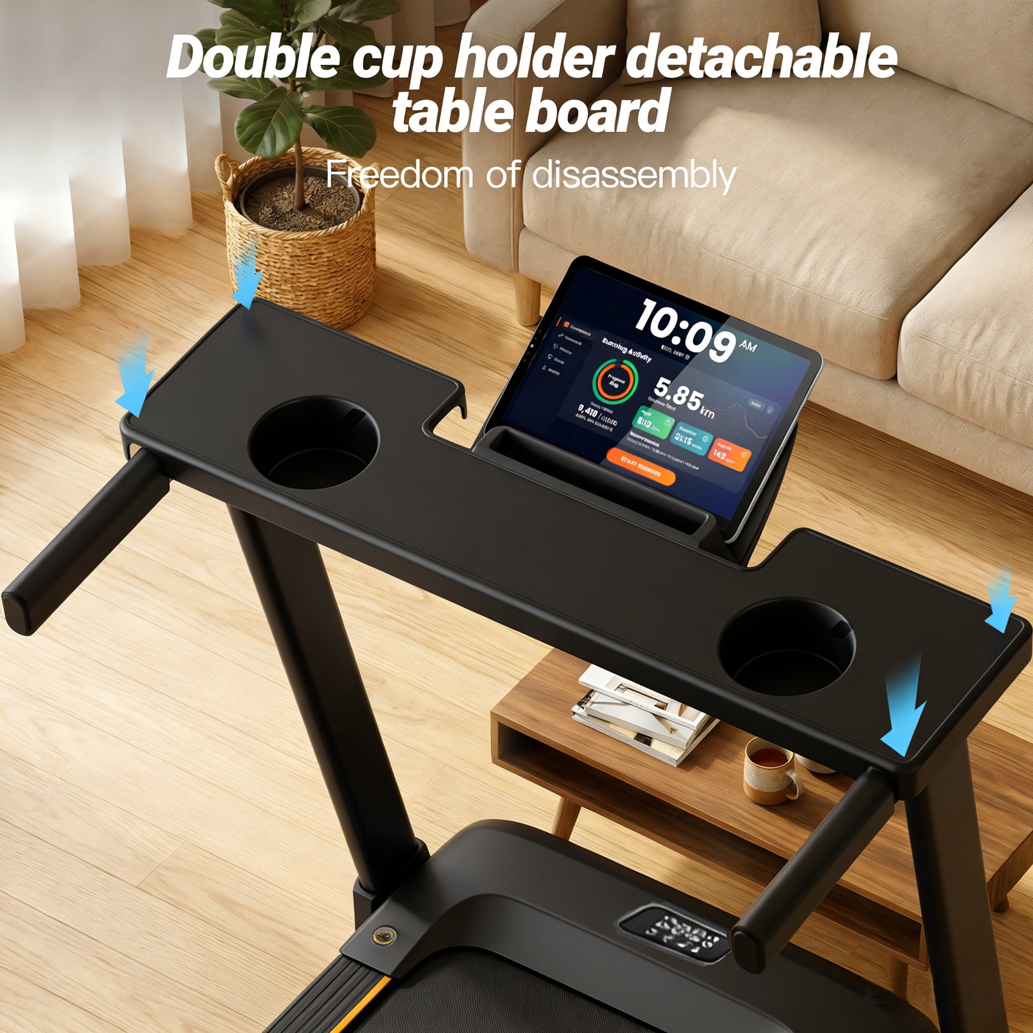 Incline Treadmill with Handle Bar,3.5HP Portable Treadmill with Desk,Walking Pad with Remote Control and LED Display, 350 lbs Weight Capacity