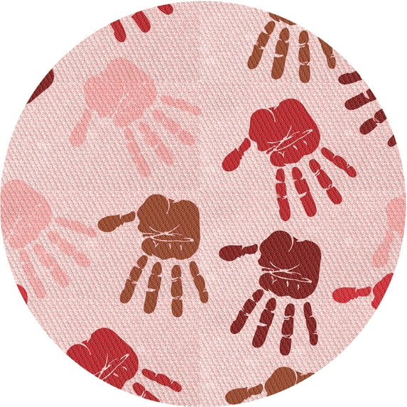 Ahgly Company Indoor Round Patterned Valentine Red Area Rugs, 6' Round