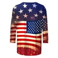 thumbnail image 4 of UVEASISHA July 4th Shirt for Women 3/4 Sleeve Patriotic American Flag Shirts Color Block Tee Comfy Summer Parade Outfits Multicolor#2 XXXXL, 4 of 5