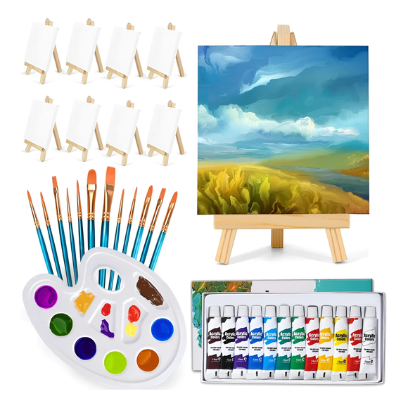 Mini Lienzo Para Pintar Con Pinturas Y Pinceles 33 Pz Xtellar cafe