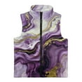 thumbnail image 4 of Xoenoiee Purple Golden Marble Print Girls Fuzzy Fleece Vest Trendy Zip Up Sleeveless Sherpa Jacket Stand Collar Winter Coat Outerwear with Pockets, Size 4T, 4 of 7