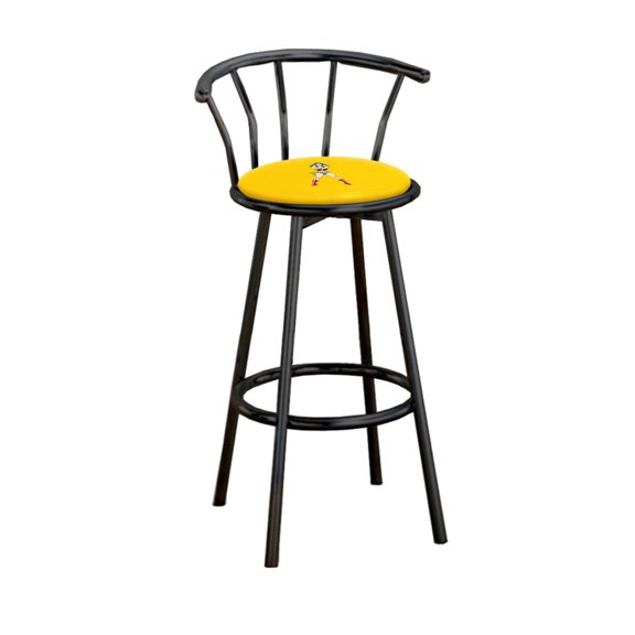 The Furniture King Bar Stool Black Metal with a Comic Superhero Themed Decal (Wonder Woman Standing-Yellow)