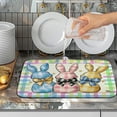 thumbnail image 5 of Easter Drying Mat for Kitchen Counter - 16x18 In, Multi-color (Buffalo Plaid), Microfiber & Composite Sponge, Cute Bunny Pattern, Absorbent Dish Drainer Mat, 5 of 7