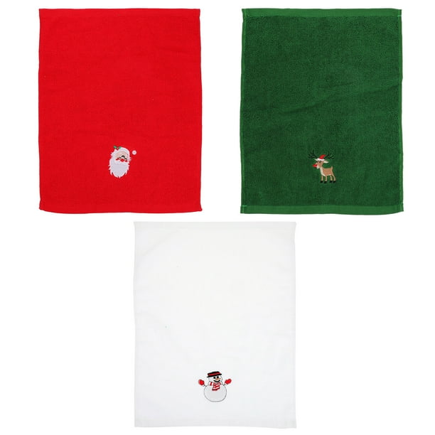 FELTECHELECTR 3 toallas navideñas bordadas de algodón puro. Toallas de regalo.