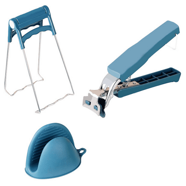 3 piezas de accesorios de cocina, pinza para platos de cuenco caliente, pinzas para ollas anticalientes de acero inoxidable, 2 soportes de silicona para mover platos calientes o cuencos Ormromra CPB-DE-WX258