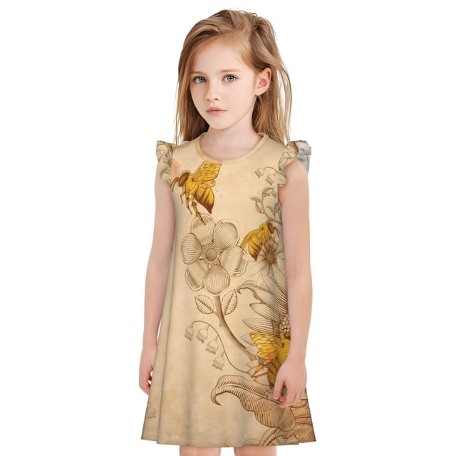 Vsdgher Chemises de Nuit pour Filles Manches Courtes à Volants Robe de Nuit Vêtements de Nuit Pyjamas pour Fête Pyjama-TG