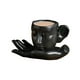 thumbnail image 1 of pstuiky Taza de café con tapa de cerámica, platos y cuchara., 1 of 2