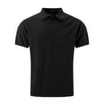 thumbnail image 3 of Mens Golf Polo Shirts Short Sleeve Stylish Solid Button Collared Pullover Tops Lightweight Business Work Slim Fit Tees Black L, 3 of 5