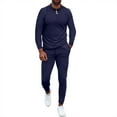 thumbnail image 2 of SOOMLON Men's Workout Clothes Athletic Pants Shirt Set Basketball Football Exercise Training Running Gym Bohemian Pants Sports Suit Slim Fit Fitness Running Two Piece Set Blue XXL, 2 of 5