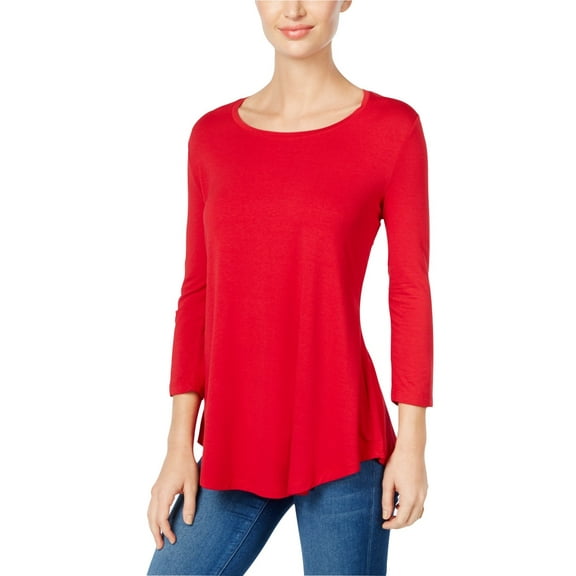 JM Collection Womens Scoop-Neck Top, Red, Petite/X-Large