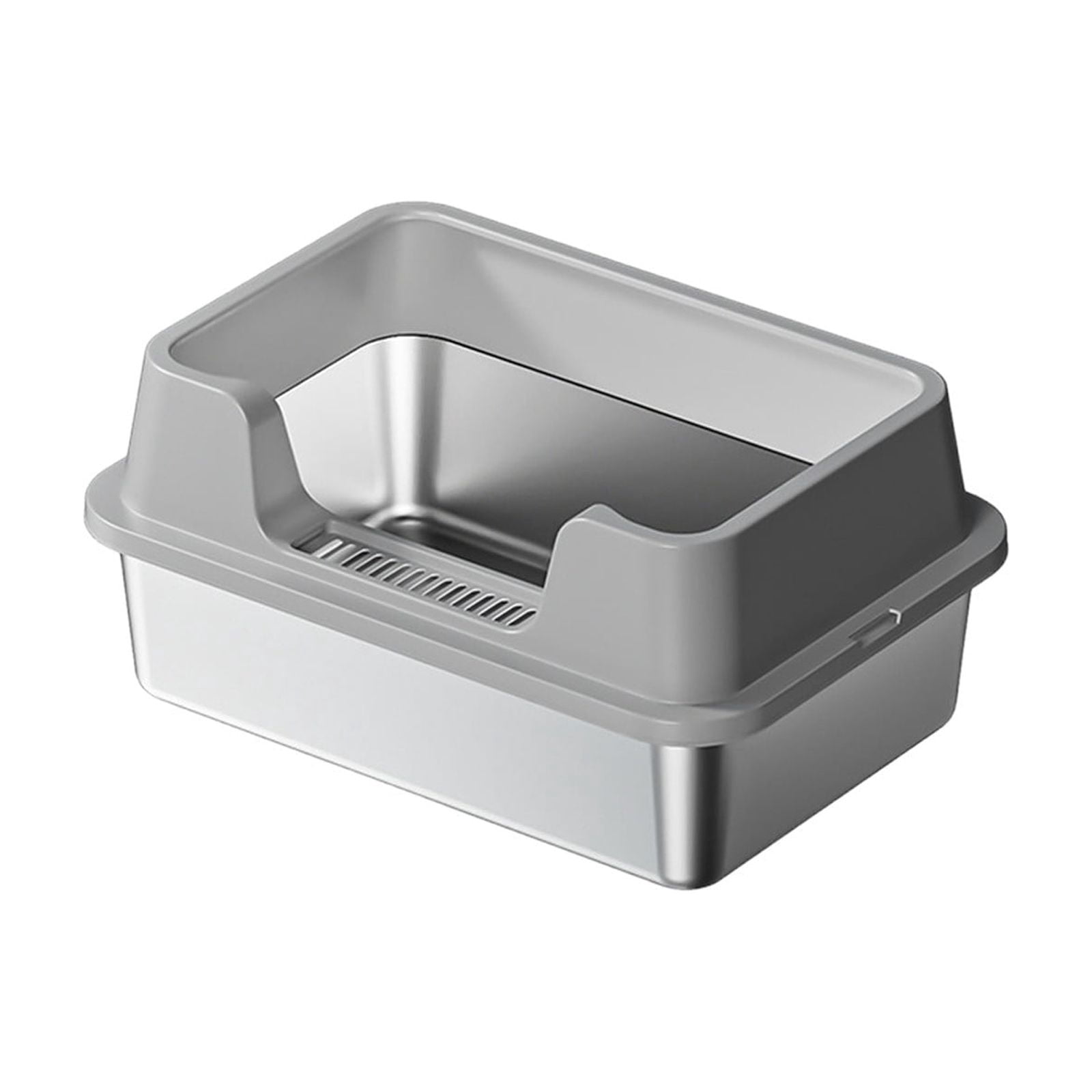 Stainless Steel Cat Litter Box, XL Semi-Enclosed High Sides Litter Pan, Anti-Splash Odor Control, Non-Stick Leakproof with Scoop, 20"x 13" (Gray)