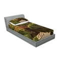 thumbnail image 2 of Ambesonne Japanese Fitted Sheet & Pillow Sham Set, Garden Asia Peace, Twinxl, Green Yellow, 2 of 2