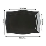 Efavormart Set of 10 - 12" Black Disposable Plastic Rectangular Serving ...