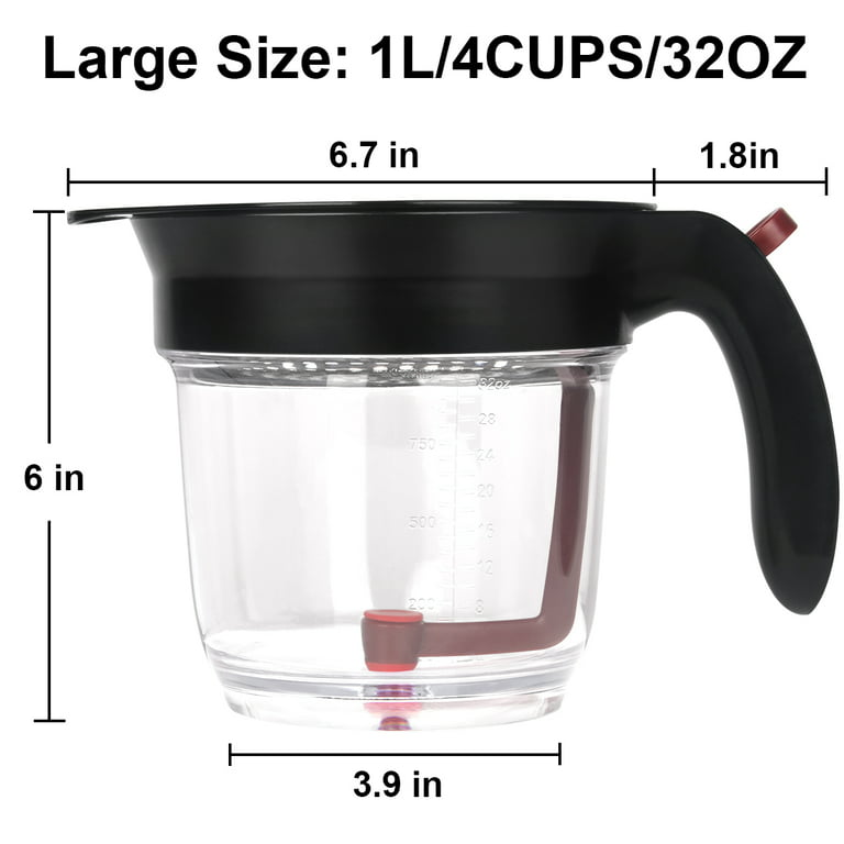 Oil Separator Soup Oil Separator Measuring Cup 1L Kitchen Accessories With  Filter Screen For Filtering Cooking Oil Soup Fat Grav