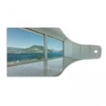 thumbnail image 1 of Modern Cutting Board, Interior of Penthouse Empty Living Room Large Windows Sea Mountains View Art, Tempered Glass Cutting and Serving Board, Wine Bottle Shape, White Blue Beige, by Ambesonne, 1 of 1