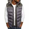 thumbnail image 2 of Men's Plus Size Outdoor Winter Vest Outerwear Hooded Padded Puffer Sleeveless Vest Gray 4XL, 2 of 7