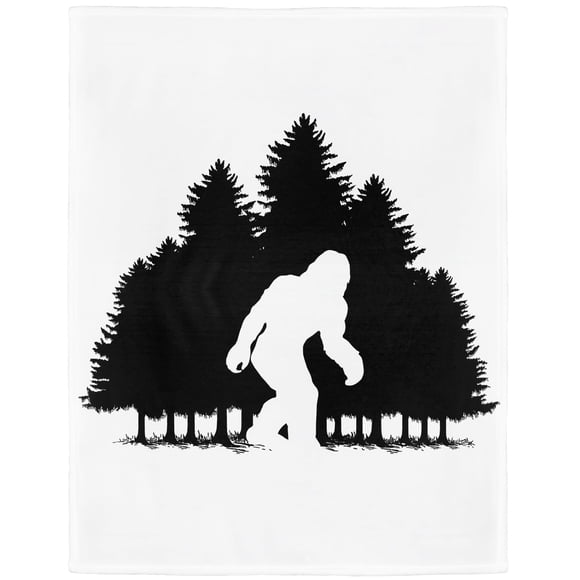 HommomH Forest Trees Bigfoot Blanket, Big Foot Sasquatch Gifts, Super Soft Fleece Throw Blankets for Couch Bed, Black and White, 40" x 50"