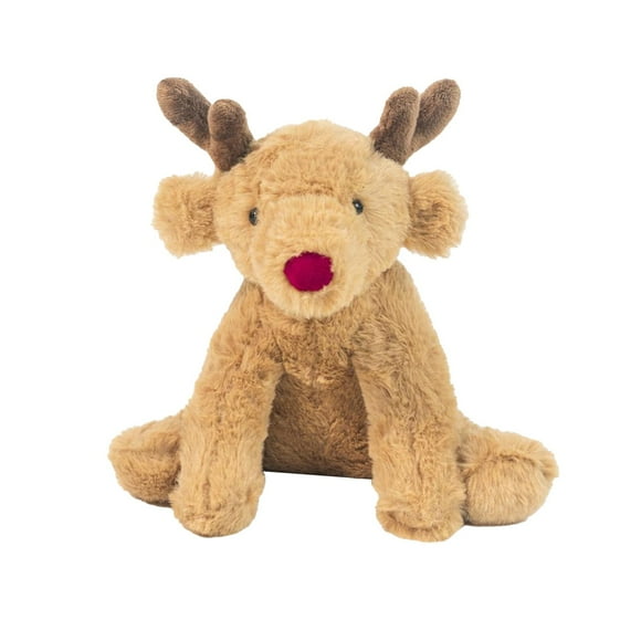 Jelly--cat Amuseables Stuffed Toy,Adorable Plush Reindeer Toy with Red Nose Soft, Cuddly, and Perfect for Holiday Gifts and Decorations