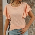 thumbnail image 6 of Women's Summer T Shirt With Floral Cutout And Ruffle Sleeves For Casual Wear Women's Long Sleeved Shirts Summer Shirts for Women T Shirts for Women Summer Technical Shirts Women Womens Shirts Extra, 6 of 8
