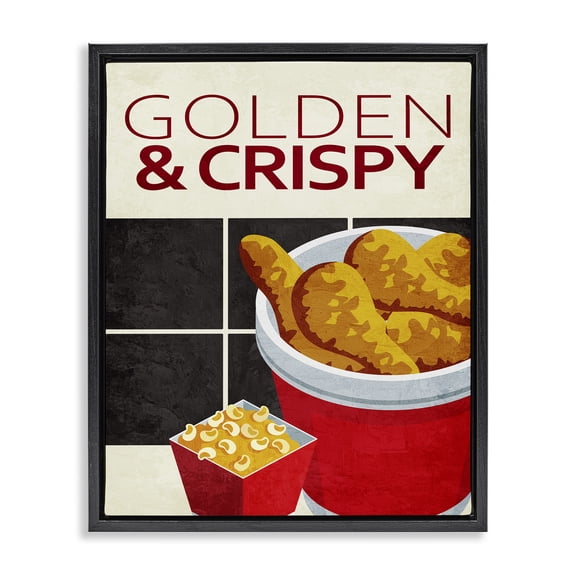 Stupell Industries Cottage Golden & Crispy Fried Food Black Floating Frame Canvas Art, 17 x 21, by Kim Allen