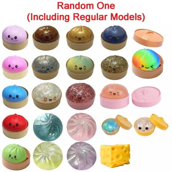 Rare Pink Glitter Dumpling Squishy - Mystery Blind Box Bao Bun HTF - Sparkling Stress Relief Collectible & Desktop Accessory for Adults