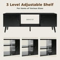 thumbnail image 3 of GIANNA Mid-Century Modern Wooden TV Stand for 55-60” TVs, 2 Storage Cabinets, Adjustable Shelf, Cable Management, Sturdy Legs, Easy Assembly, Black, 3 of 7
