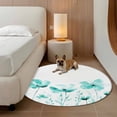 thumbnail image 2 of Round Rugs 3.3Ft, Teal Spring Floral Round Area Rug Washable Indoor Throw Carpet, Watercolor Botanical Summer Flower Soft Non Slip Circle Rug for Laundry Room Patio Home Decor Aesthetic, 2 of 8
