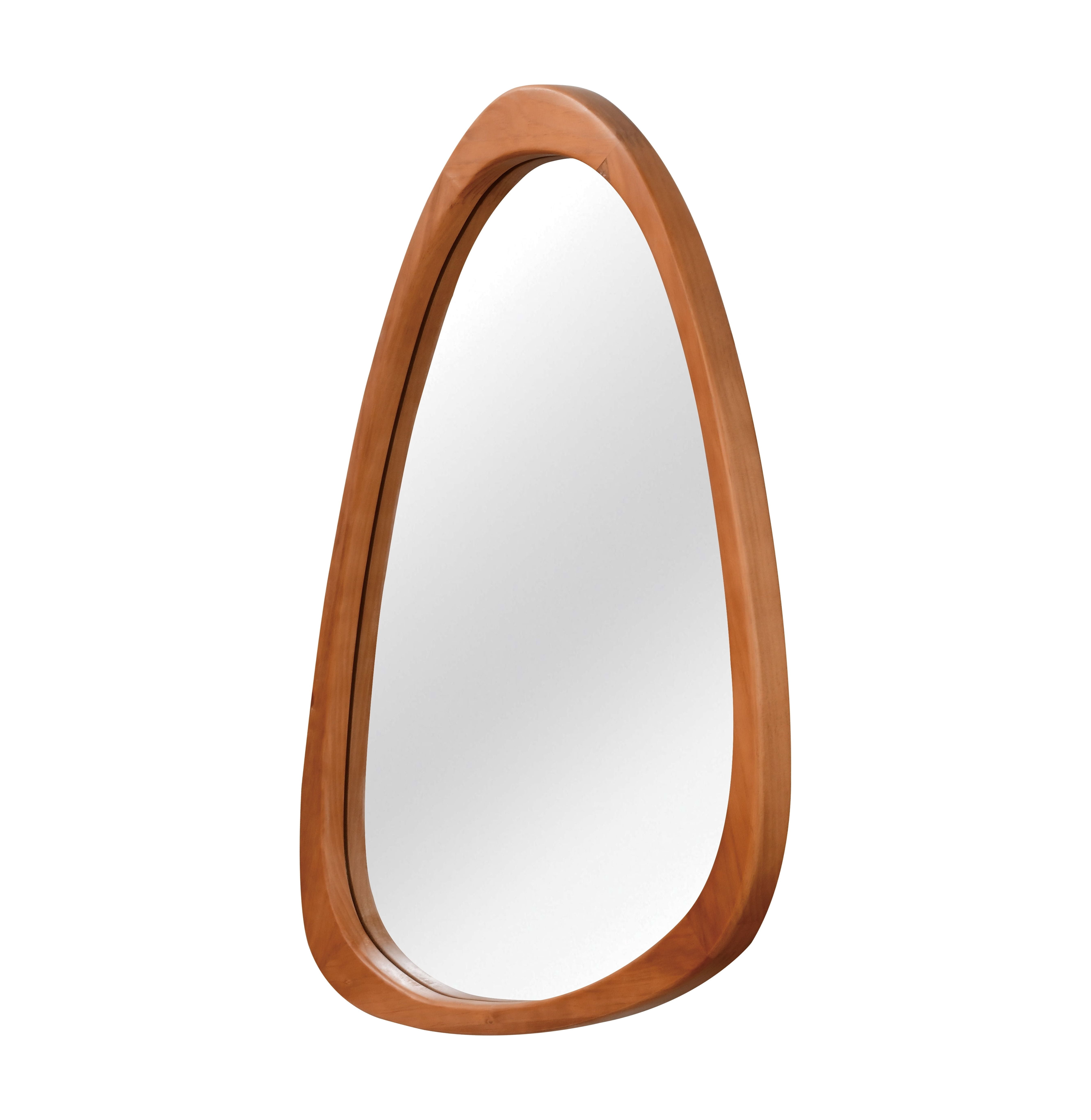20x30-Inch Irregular Solid Wood Frame Mirror, Decorative Wall Mirror and Vanity Mirror for Bedroom Bathroom Living Room Entryway, Yellowish Brown