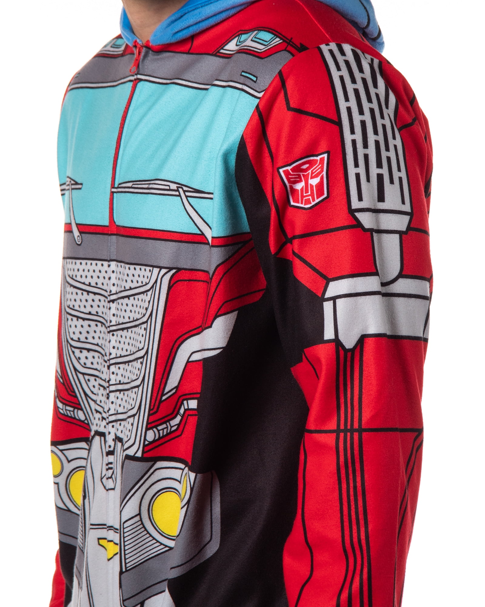 Transformers Men's Retro Character Union Suit One Piece Costume Hooded Pajama