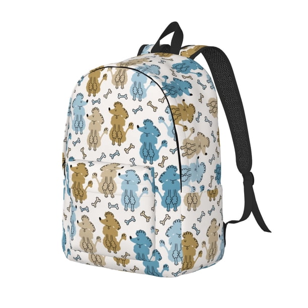 Easygdp Cartoon Poodle Dog Mochila de Lona Resistente para Laptop, Compatible con Laptops de 15 a 17 pulgadas, Ideal para Escuela, Trabajo y Viajes-Medium