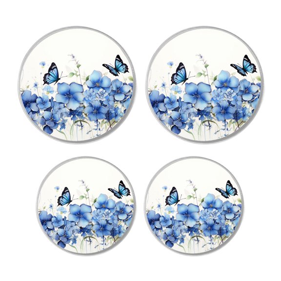 Decorative Stove Burner Covers 4 Pcs Metal Round Stove Burner Covers 8Inch And 10Inch for Home Decor Cooktop Decorative ,Blue Tulips with Willow and Butterflies multicolor