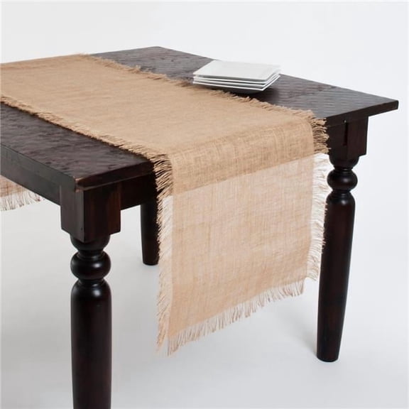 SARO JU209.N2070B 20 x 70 in. Molina Rectangle Fringed Jute Table Runner - Natural