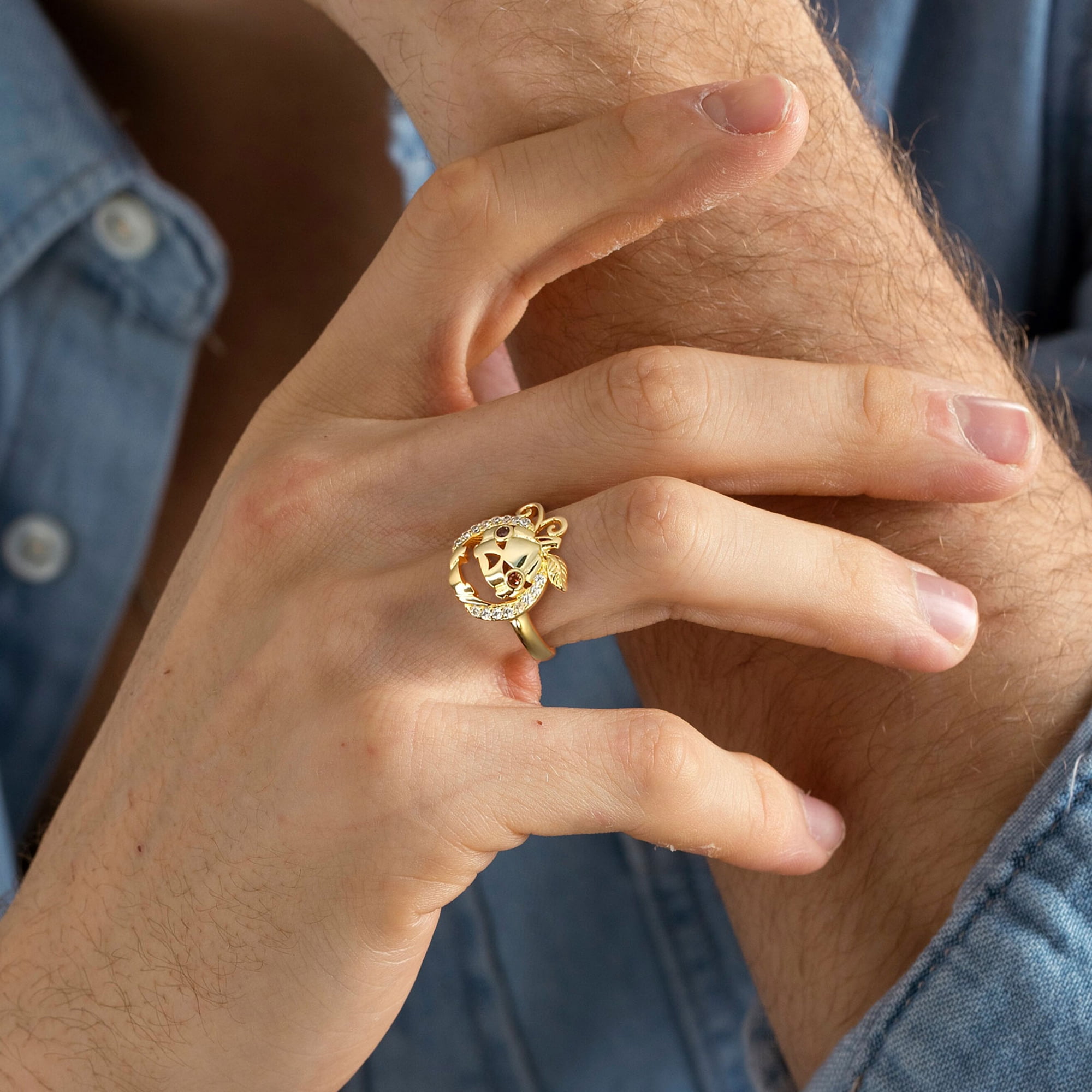Beautlace Halloween Pumpkin Ring,14K Gold Plated Cute Pumpkin Ghost Ring Halloween Costume Theme Jewelry Gift for Women