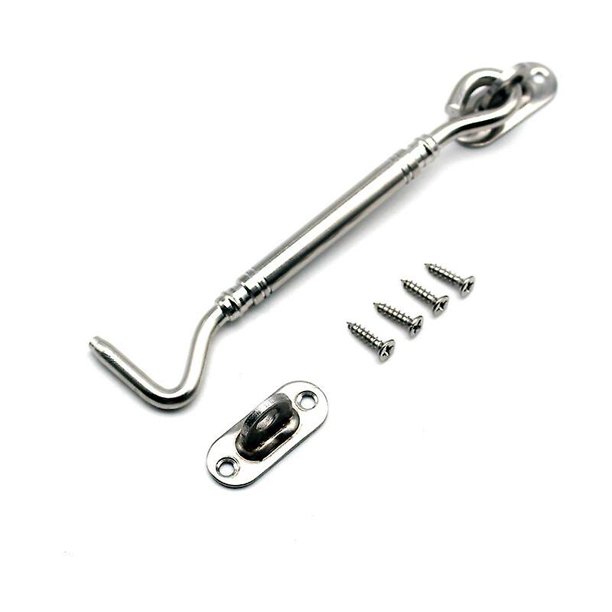 Sailing Gancho de cabina, pestillo de puerta Triomphe, pestillo de puerta de cobertizo con ojo de acero inoxidable de 8 pulgadas para puerta de cobertizo, puerta de garaje, ventanas, cabina