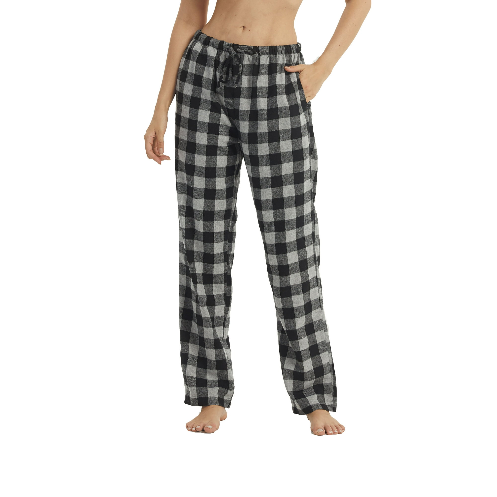 LANBAOSI Women Flannel Plaid Pajama Pants Relaxed Fit Casual Female Lounge Pant Sleepwear Comfy Loose Cotton Pajama Bottoms with Pockets Size Large