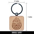 thumbnail image 2 of Happy Easter Rainbow Floral Egg Spring Flowers Square Keychain Charm Tag - Engraved Wood, 2 of 6