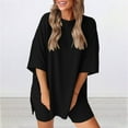 thumbnail image 5 of qolati Women's Two Piece Lounge Set 2025 Summer Casual Oversized Tshirts Biker Shorts Sets Matching Airport Travel Outfits, 5 of 9