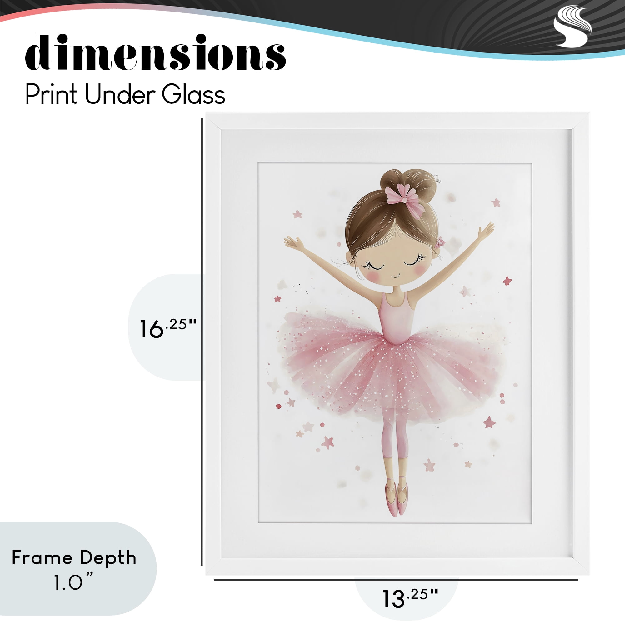 Stupell Industries Graceful Ballerina Pose White Framed Print Under Glass, design by Creative Studio