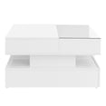 thumbnail image 5 of Lift-Top Coffee Table with 2 Drawers & LED Lights, Modern Square Glass Top Coffee Table with High-Gloss Finish, Hidden Storage Compartment, for Living Room, White, 5 of 9