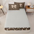 thumbnail image 4 of Homewish Chic Leopard Print Zipper Twin Comforter Sets with Fitted Sheet and 2 Pillowcases,Light Brown Bowknot Print Zipper Bedding Set For Bow Lovers,Lightgray Reversible,4-Piece, 4 of 7