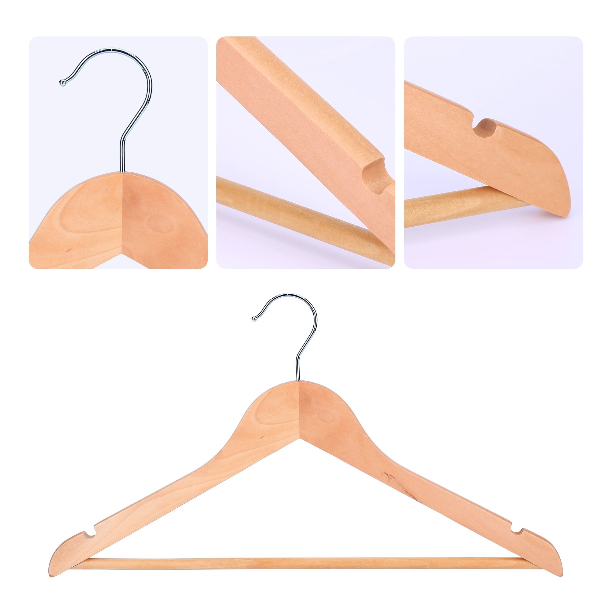 Unique Bargains Wood Non-Slip Hangers Clothes Hangers for Closet 10 Packs Light Brown