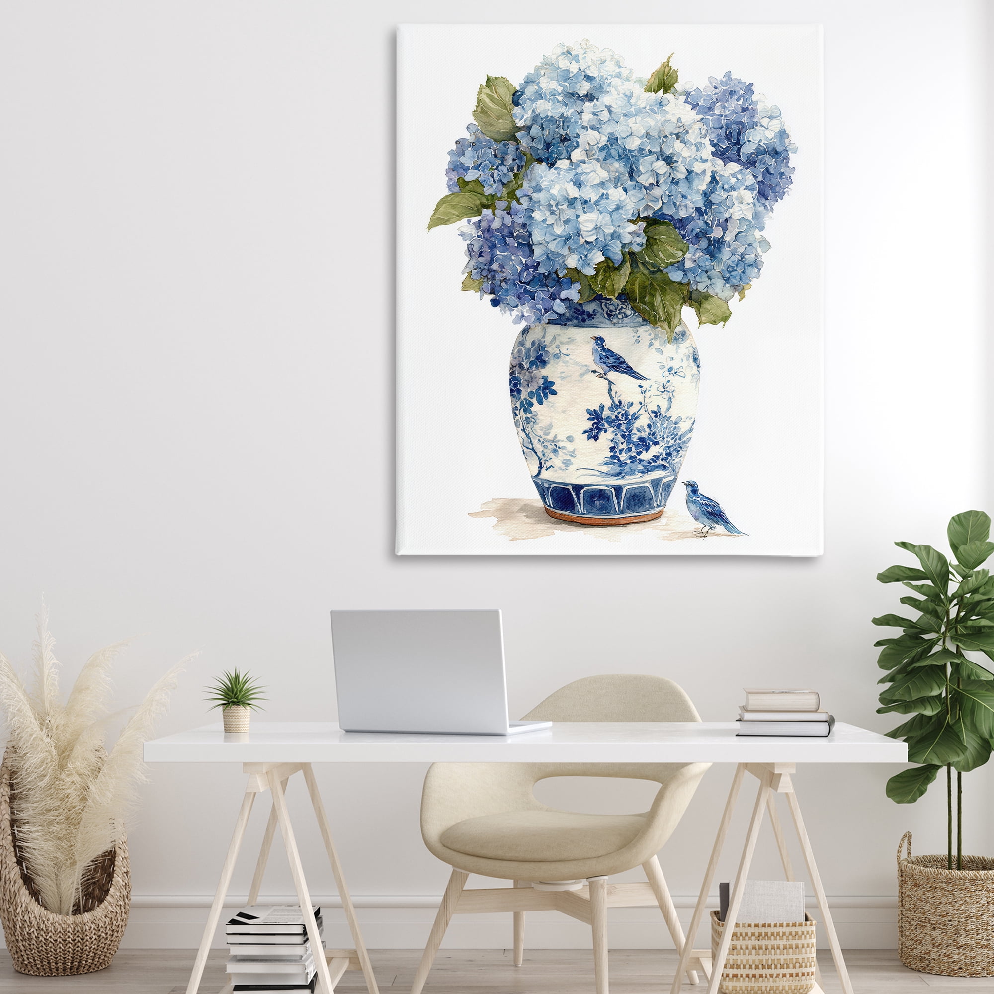Stupell Industries Blue Bird & Hydrangea Vase Canvas Wall Art, design by Imagine It Images