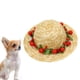 thumbnail image 2 of Sombrero tejido de paja de Hawaii para perros, tocado creativo para mascotas, gorro de paja con flores para mascotas, accesorio para fotos, 2 of 5