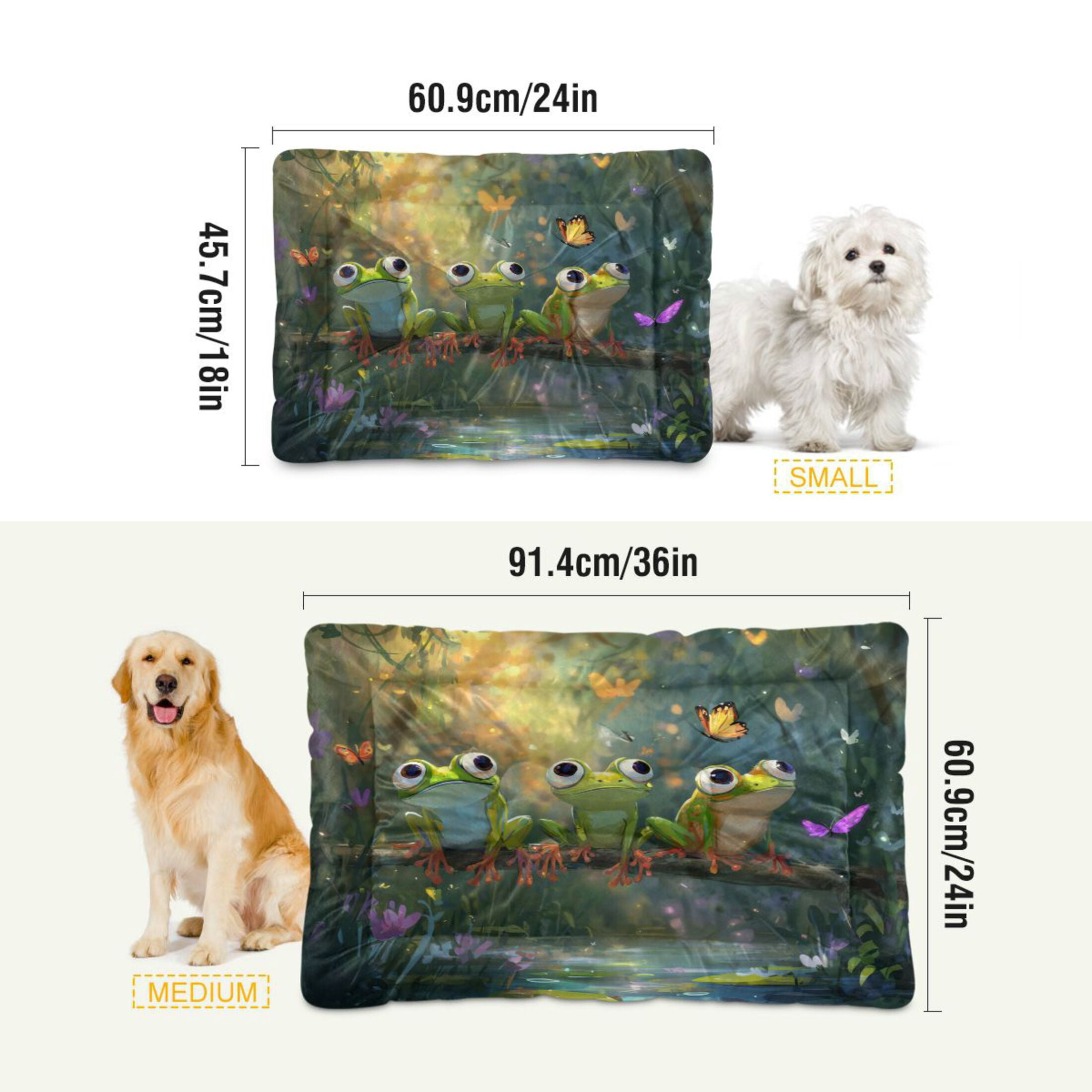 Qxltty Cute Frog Ped Pad Wear-resistant and Hard to Bite Through Sleeping Pad for Small Medium Large Dogs Winter Pet Bed 36×24in