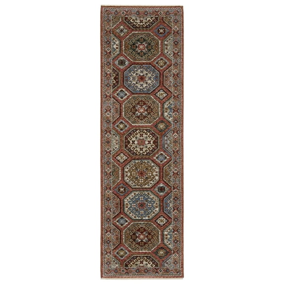 Woven Trends Trendy - HA05R - Eclectic Global Rug, Panel Medallion Pattern, Stain and Fade Resistant, Living Room, Entryway, Office, Low Pile Polyester Runner Rug in Pink - 2' x 8'